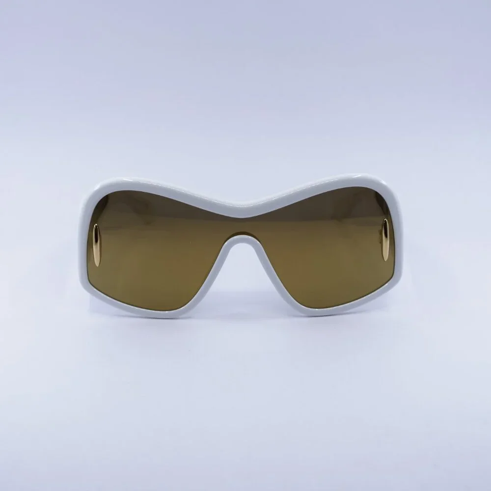 Loewe LW40131I 25G Sunglasses White Shield Frame, Brown Gold Mirror Lenses